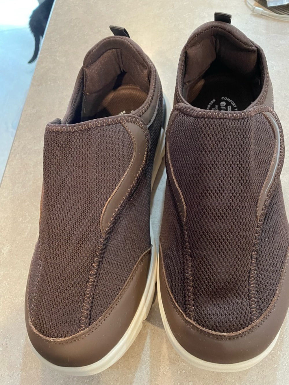 FitVille Men's Slip-On Comfort Sneakers in Brown Size 12EW